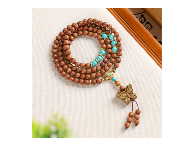Sacred Sandalwood 108 Mala - Genuine Indian Sandalwood Meditation Necklace - Serene Mala meditation beads and mindful ritual goods